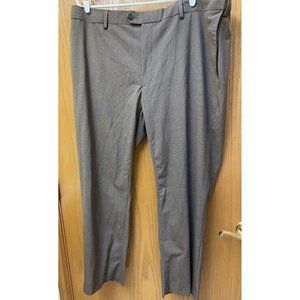 Oak Hill Perfect Fit Subtle Brown Plaid Dress Pants Slacks 44x30 Polyester Blend